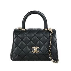 Chanel Coco Handle XXS Handbag Shoulder Bag Matrasse Caviar Skin Black